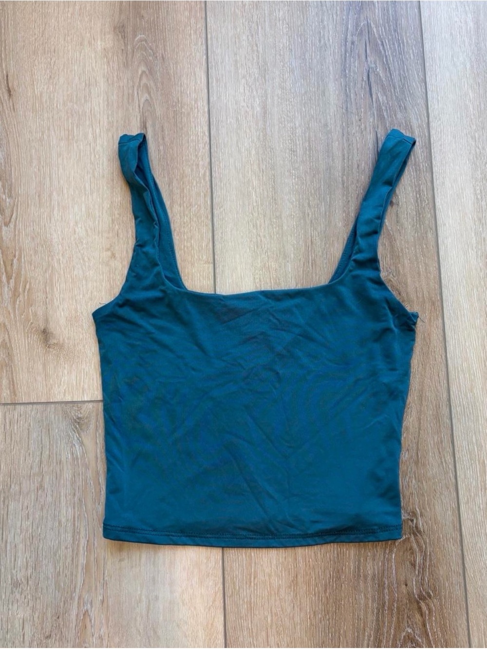 Square-Neck Crop Tank Top in Deep Teal
